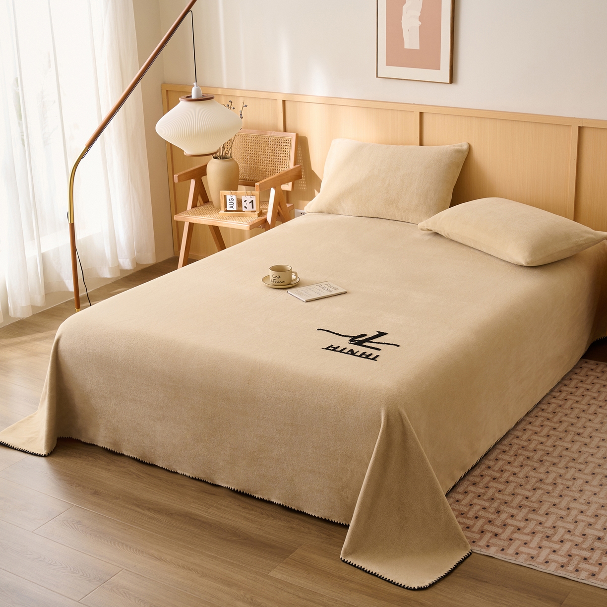 91家纺网 家纺一手货源 找家纺 早晨家纺 2025新款华泰款高克重牛奶绒仿羊绒单床单系列 华泰-米驼