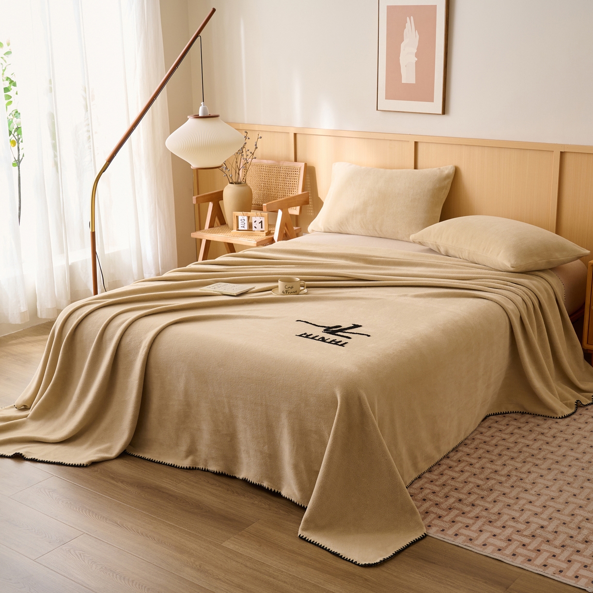 91家纺网 家纺一手货源 找家纺 早晨家纺 2025新款华泰款高克重牛奶绒仿羊绒单床单系列 华泰-米驼