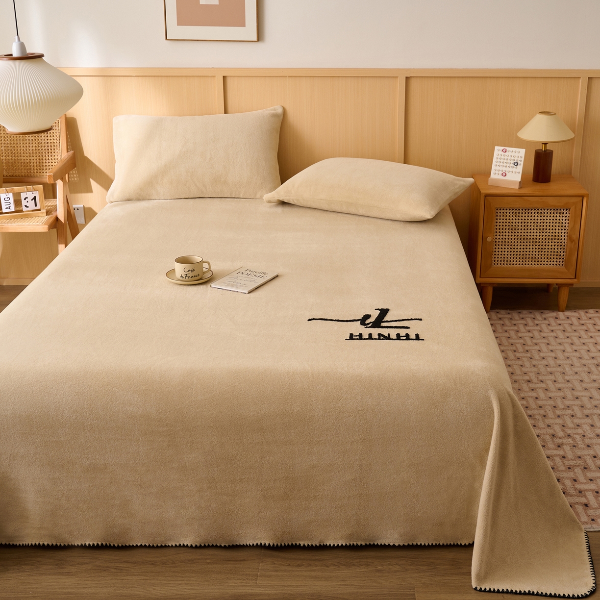 91家纺网 家纺一手货源 找家纺 早晨家纺 2025新款华泰款高克重牛奶绒仿羊绒单床单系列 华泰-米驼