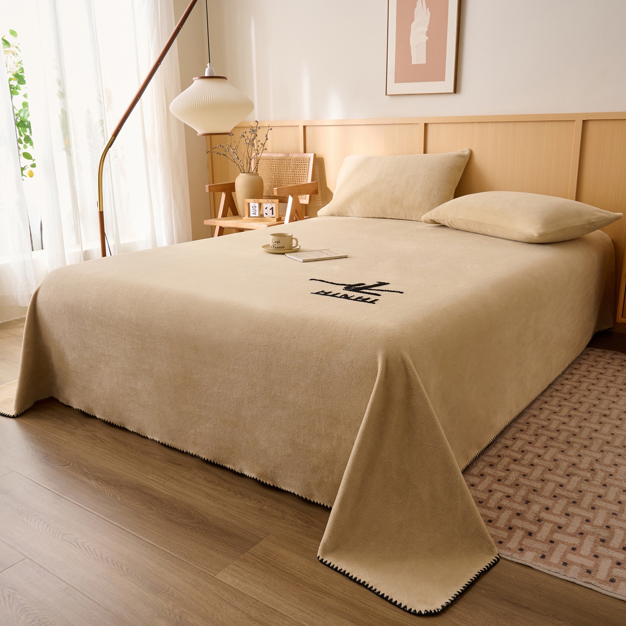 91家纺网 家纺一手货源 找家纺 早晨家纺 2025新款华泰款高克重牛奶绒仿羊绒单床单系列 华泰-米驼