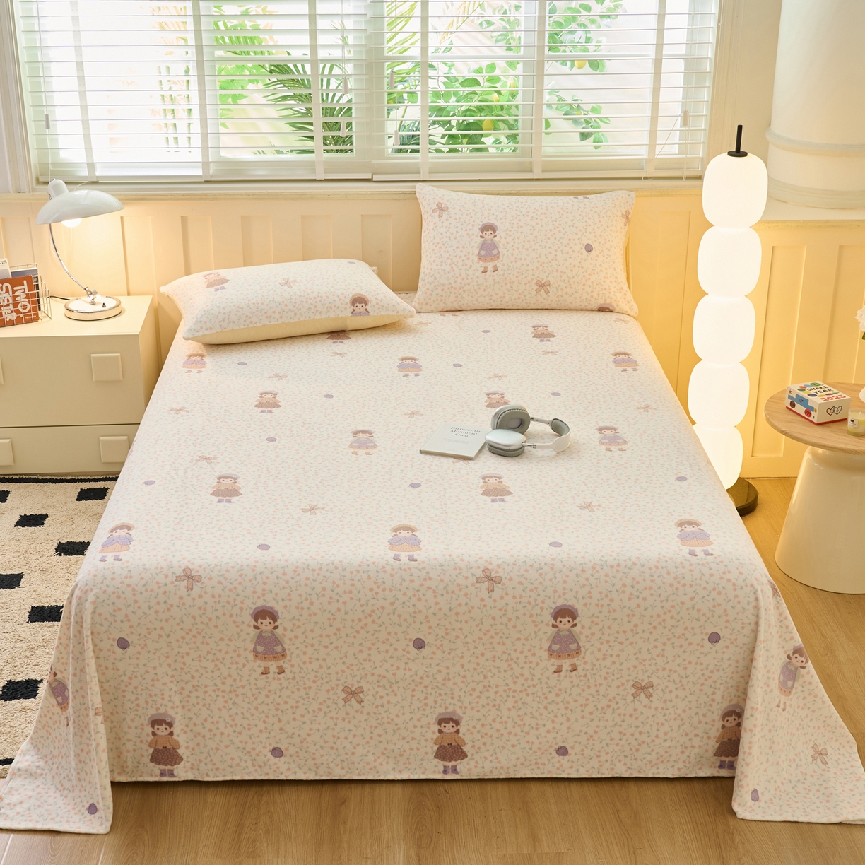 91家纺网 家纺一手货源 找家纺 早晨家纺 2025新款卡通印花高克重牛奶绒印花单床单 童梦谣