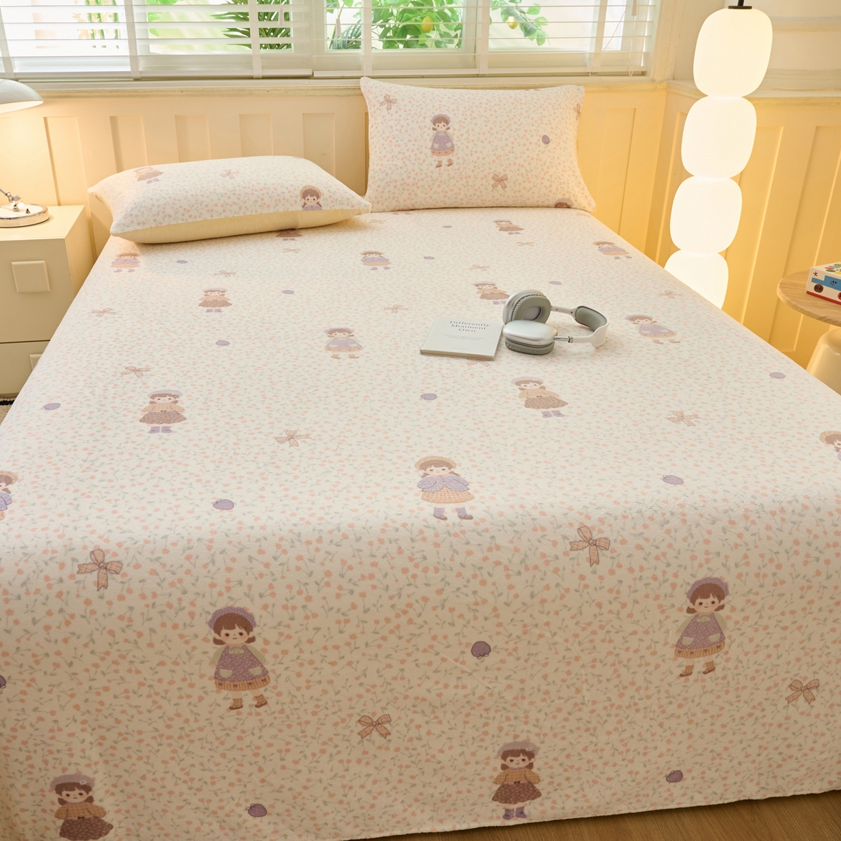 91家纺网 家纺一手货源 找家纺 早晨家纺 2025新款卡通印花高克重牛奶绒印花单床单 童梦谣