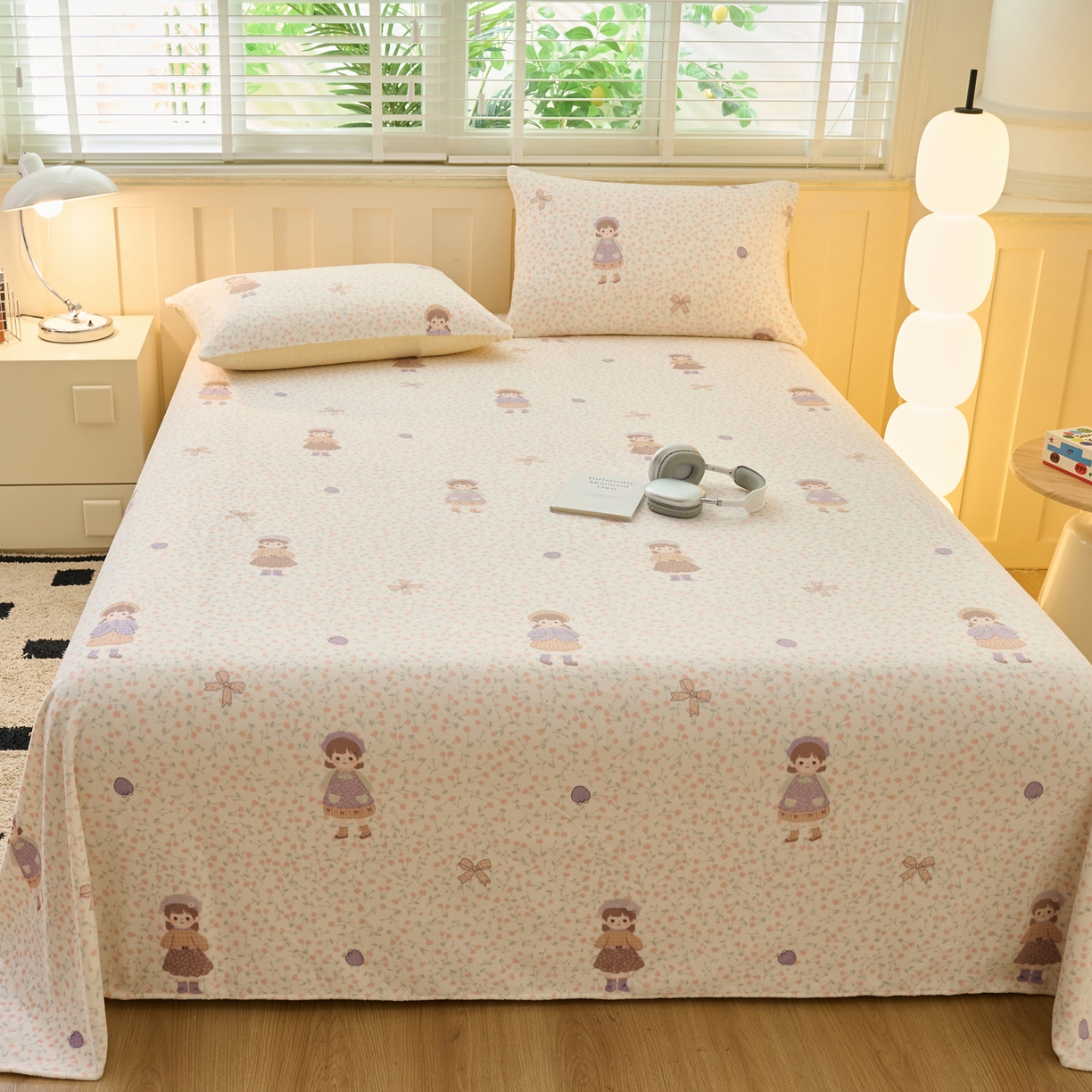 91家纺网 家纺一手货源 找家纺 早晨家纺 2025新款卡通印花高克重牛奶绒印花单床单 童梦谣