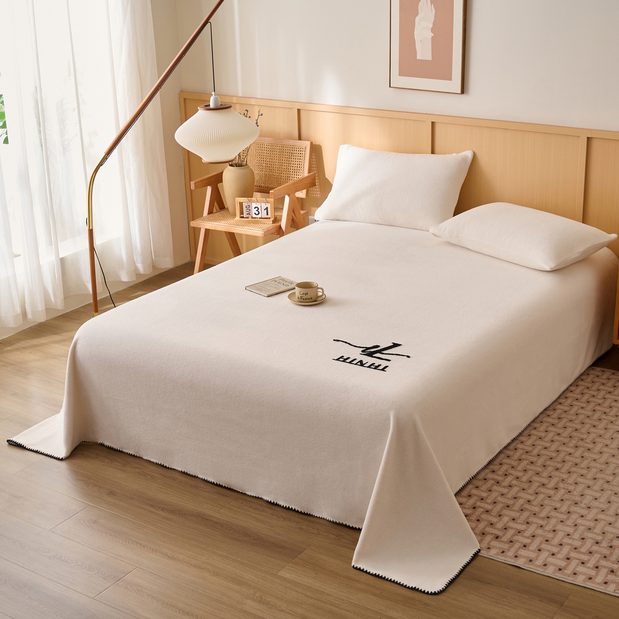 91家纺网 家纺一手货源 找家纺 早晨家纺 2025新款华泰款高克重牛奶绒仿羊绒单床单系列 华泰-奶白