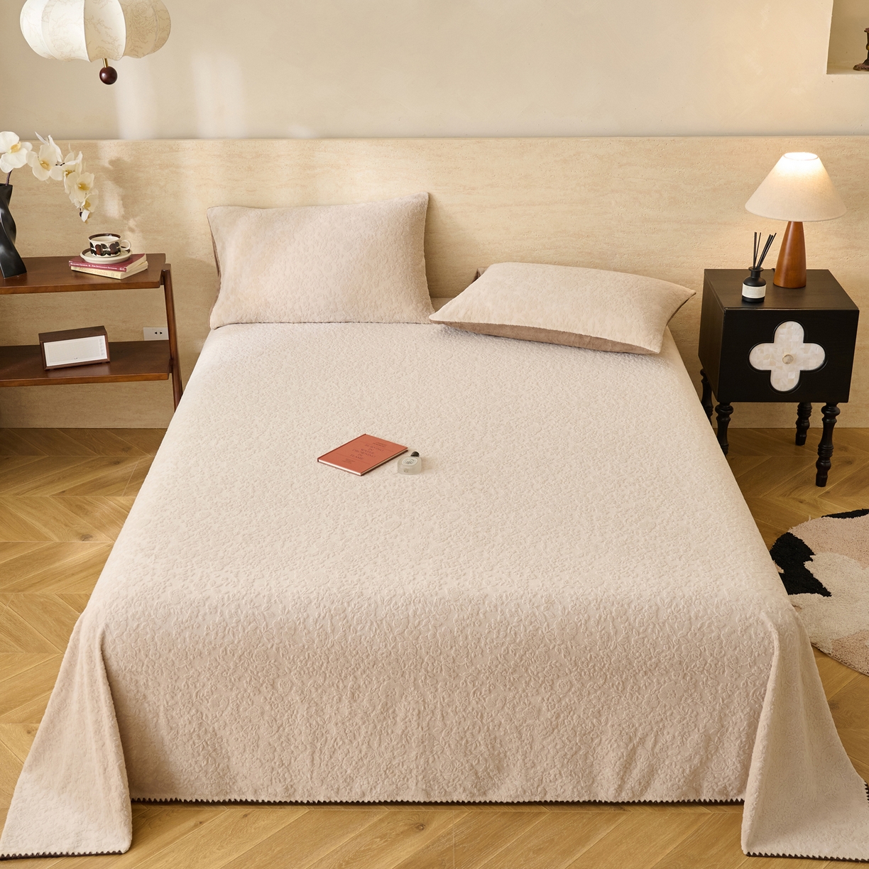 91家纺网 家纺一手货源 找家纺 （总）早晨家纺 2025新款蝴蝶兰款高克重牛奶绒烂花单床单