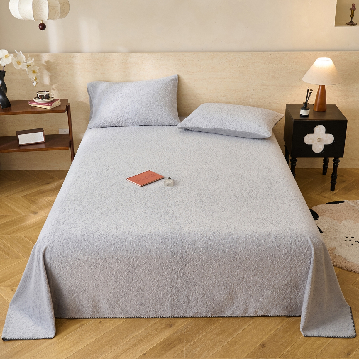 91家纺网 家纺一手货源 找家纺 （总）早晨家纺 2025新款蝴蝶兰款高克重牛奶绒烂花单床单