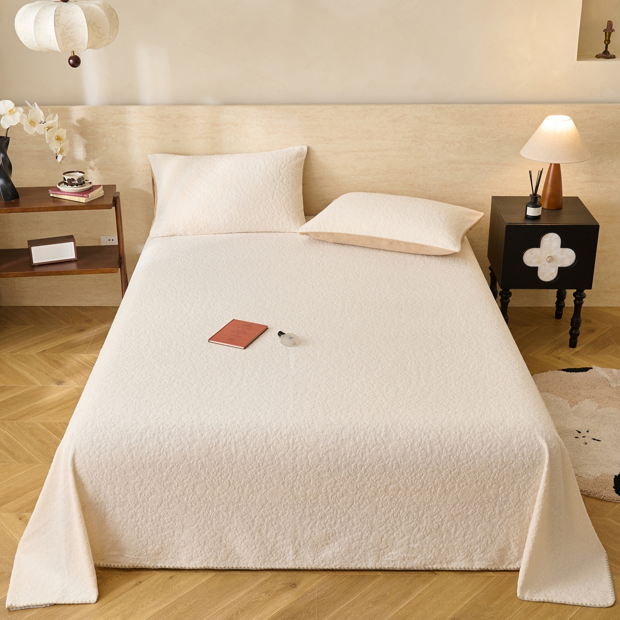 早晨家纺 2025新款蝴蝶兰款高克重牛奶绒烂花单床单 蝴蝶兰-奶白