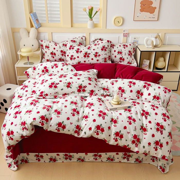 找底底家纺 2025新款牛奶绒四件套（日发50套优惠8元一套）梨花落