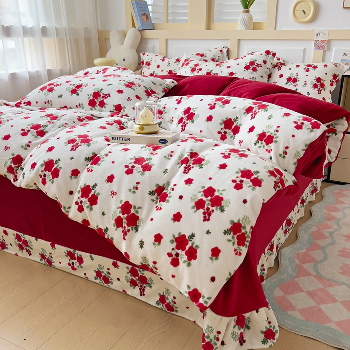 91家纺网 家纺一手货源 找家纺 （总）找底底家纺 2025新款牛奶绒四件套（日发50套优惠8元一套）