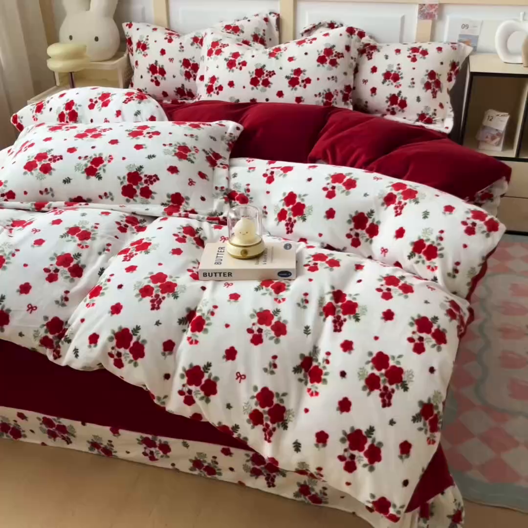 91家纺网 家纺一手货源 找家纺 （总）找底底家纺 2025新款牛奶绒四件套（日发50套优惠8元一套）