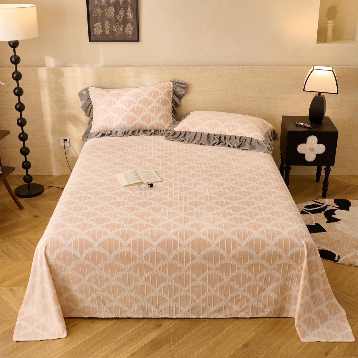 91家纺网 家纺一手货源 找家纺 （总）早晨家纺 2025新款高克重牛奶绒烂花单品床单