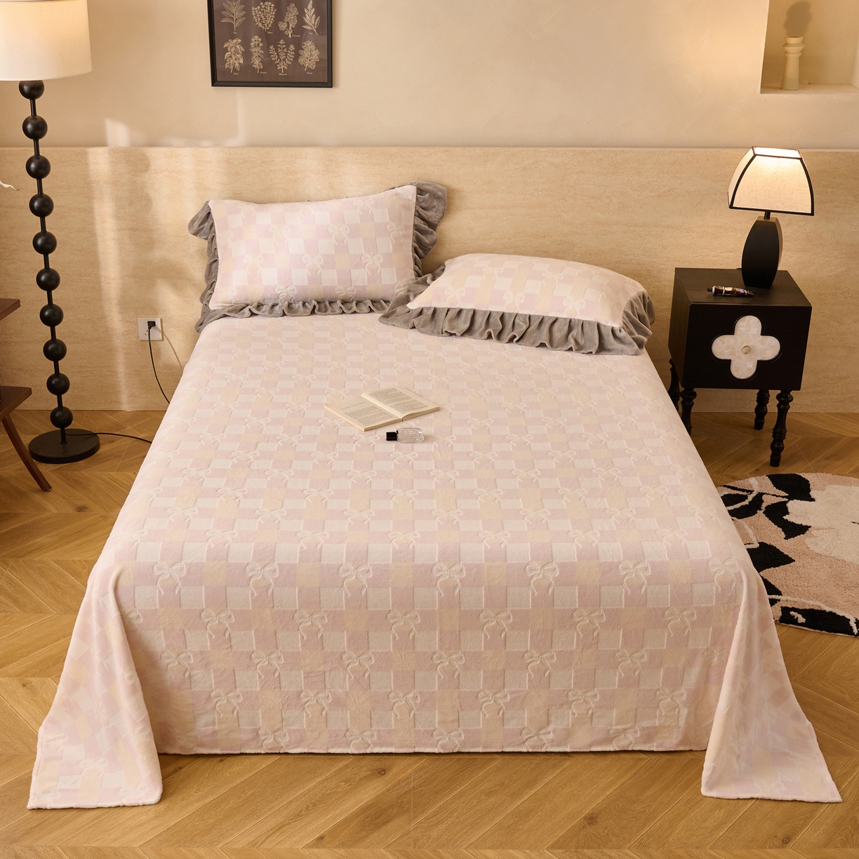 91家纺网 家纺一手货源 找家纺 （总）早晨家纺 2025新款高克重牛奶绒烂花单品床单