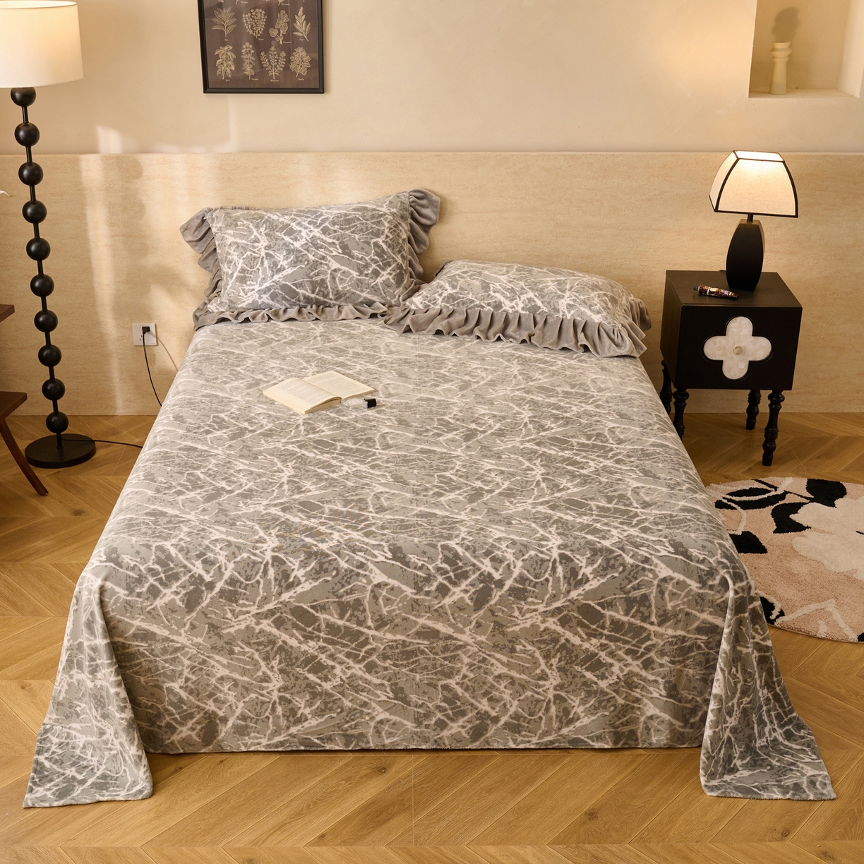 91家纺网 家纺一手货源 找家纺 （总）早晨家纺 2025新款高克重牛奶绒烂花单品床单