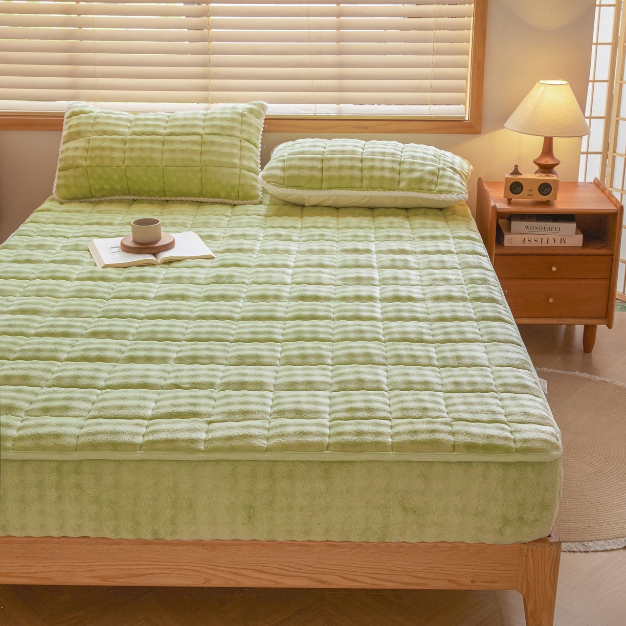 91家纺网 家纺一手货源 找家纺 （总）鑫顺欣 2025新款泡泡牛奶绒床笠套件三件套