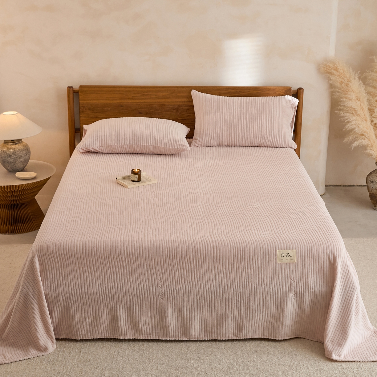 早晨家纺 2025新款红金龙纯色烂花牛奶绒床单 恬憩-豆沙