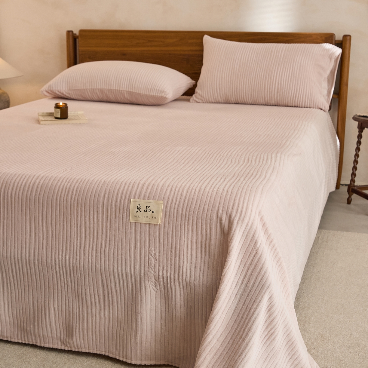 91家纺网 家纺一手货源 找家纺 早晨家纺 2025新款红金龙纯色烂花牛奶绒床单 恬憩-豆沙