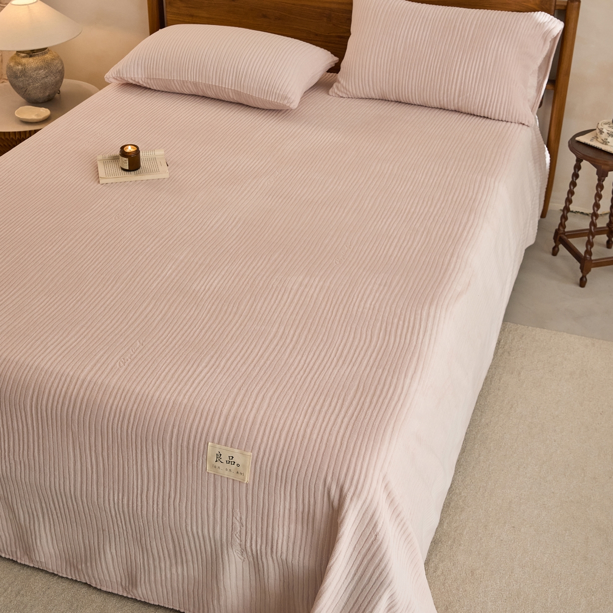 91家纺网 家纺一手货源 找家纺 早晨家纺 2025新款红金龙纯色烂花牛奶绒床单 恬憩-豆沙