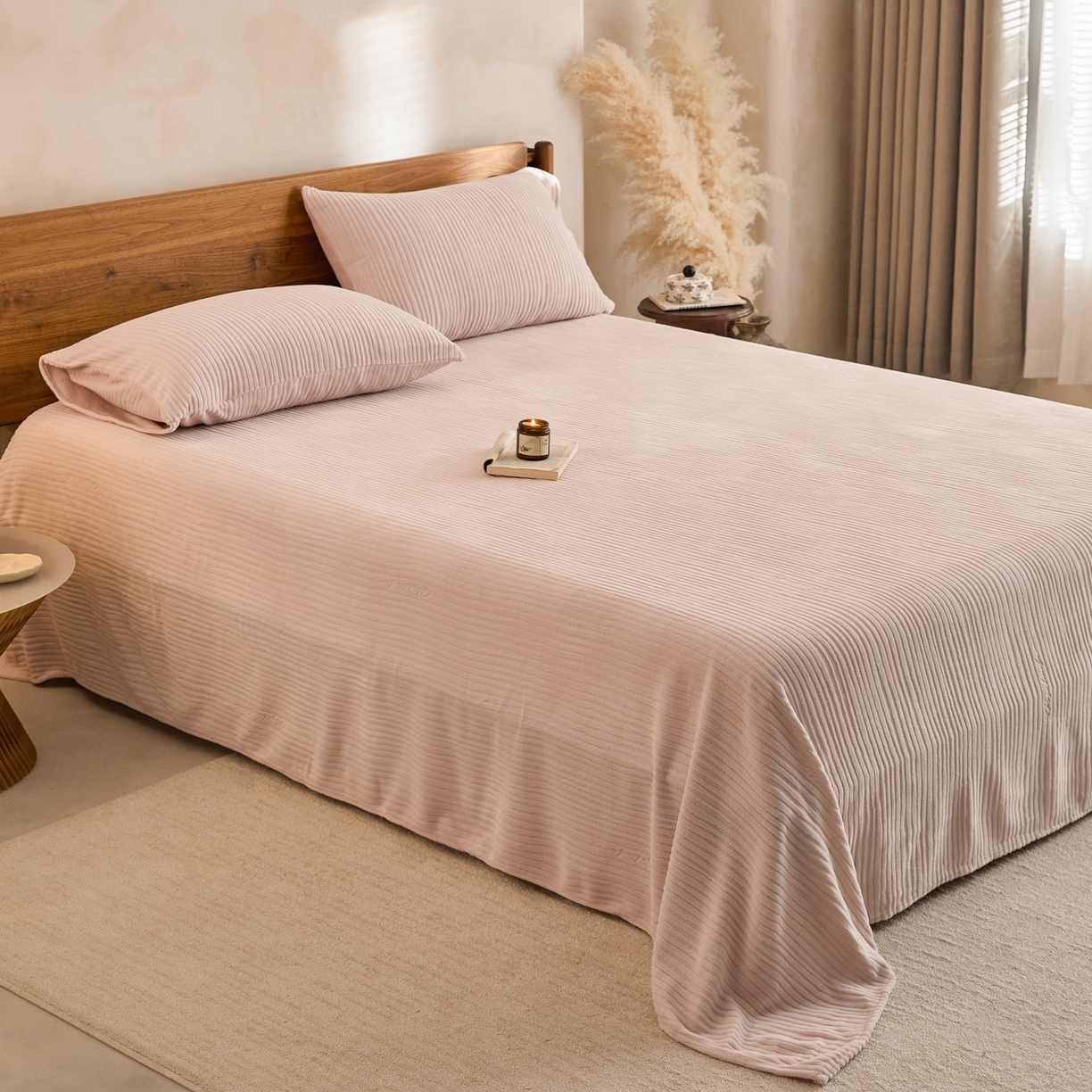 91家纺网 家纺一手货源 找家纺 早晨家纺 2025新款红金龙纯色烂花牛奶绒床单 恬憩-豆沙