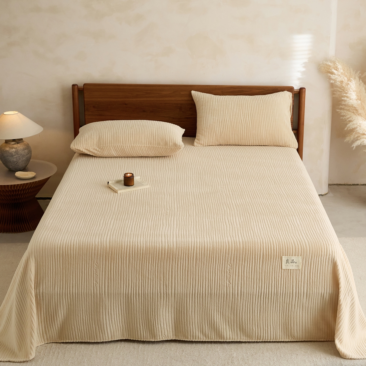 早晨家纺 2025新款红金龙纯色烂花牛奶绒床单 恬憩-米驼