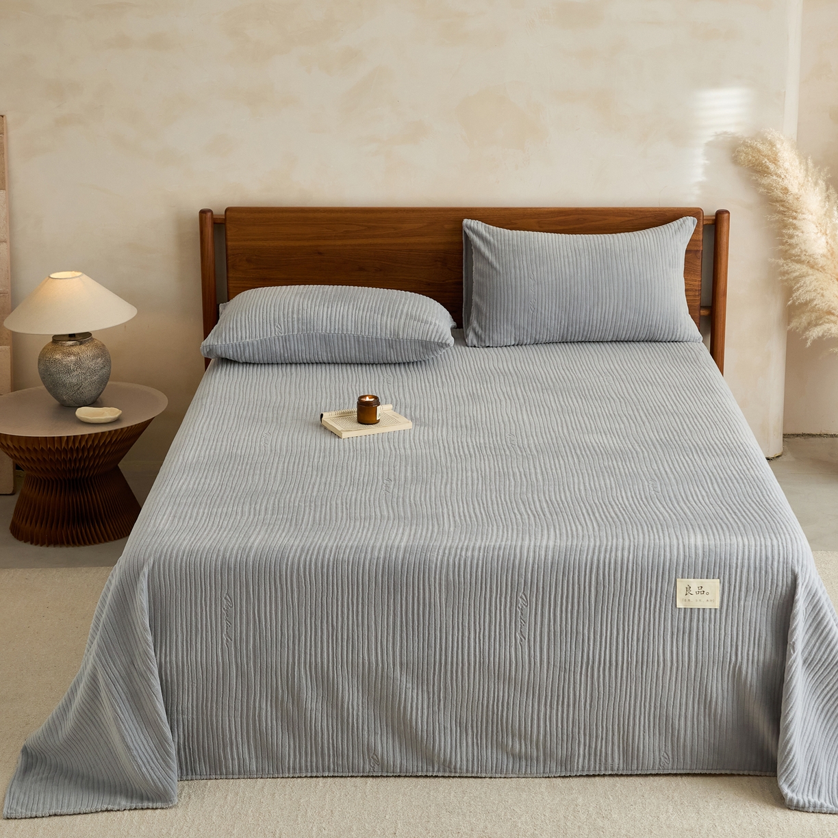 早晨家纺 2025新款红金龙纯色烂花牛奶绒床单 恬憩-银灰