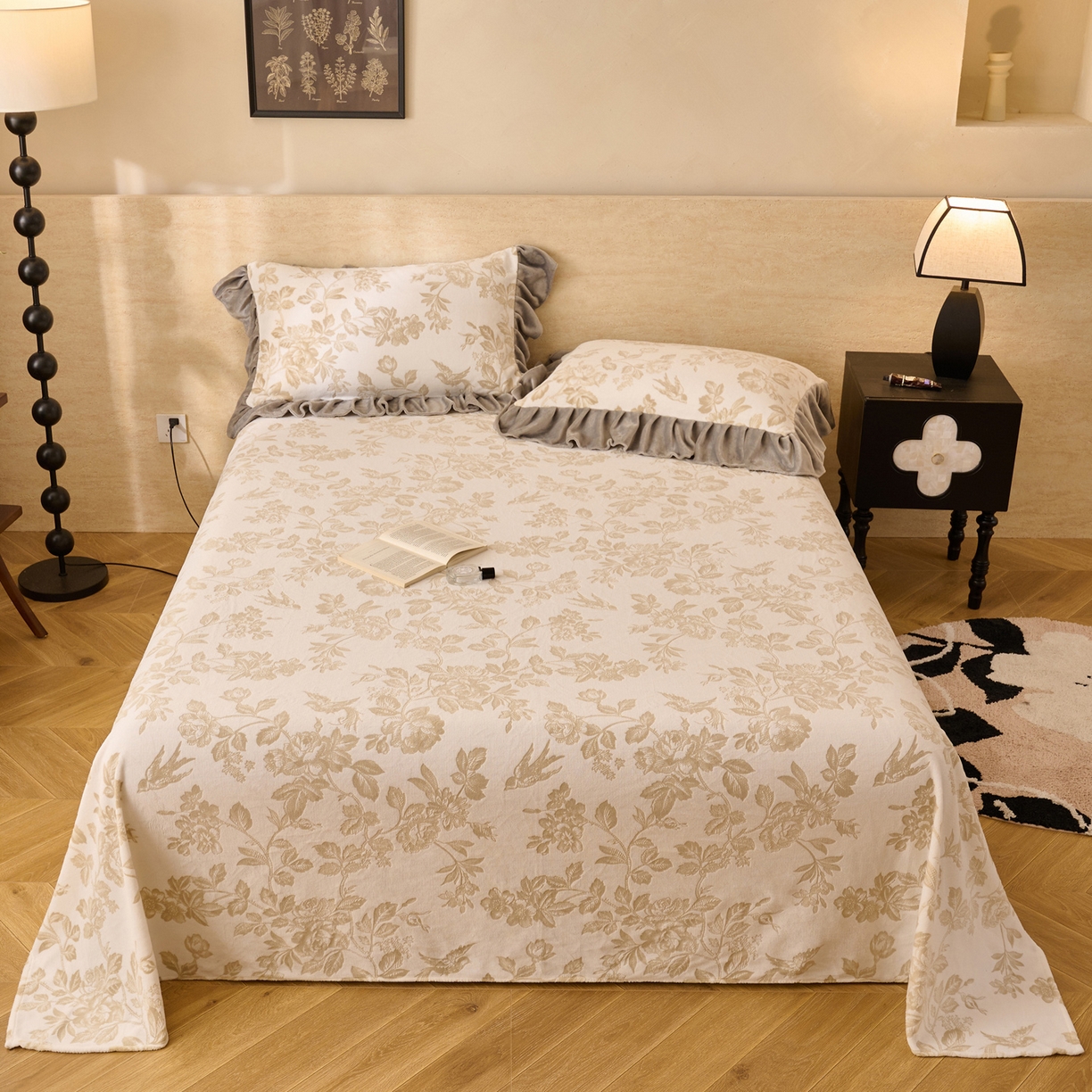 91家纺网 家纺一手货源 找家纺 （总）早晨家纺 2025新款高克重牛奶绒烂花单品床单