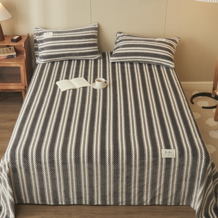 91家纺网 家纺一手货源 找家纺 （总）早晨家纺 2025新款豆豆款高克重牛奶绒菠萝格无印风床单