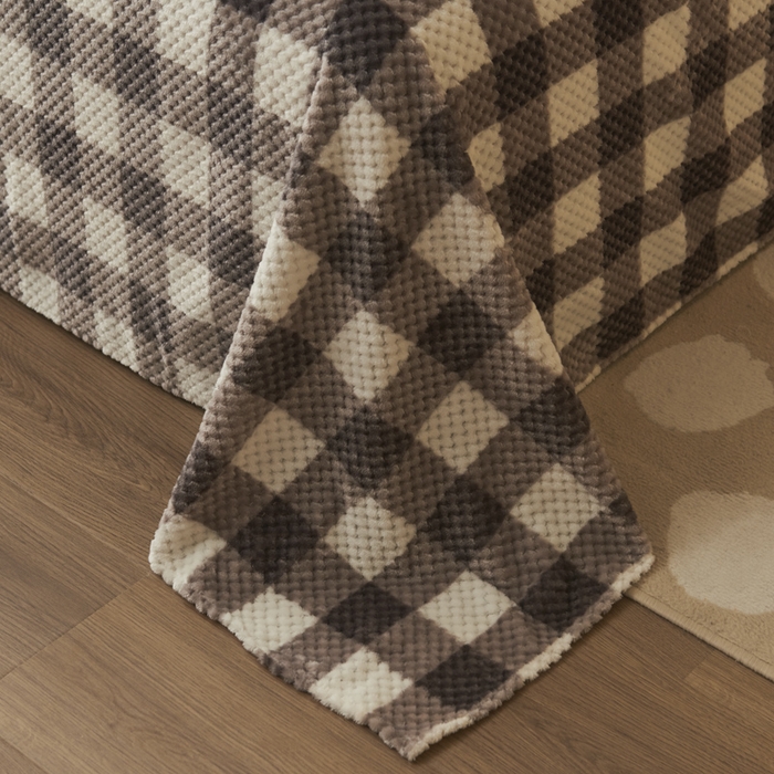 91家纺网 家纺一手货源 找家纺 早晨家纺 2025新款豆豆款高克重牛奶绒菠萝格无印风床单 豆豆绒-多格咖