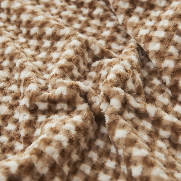 91家纺网 家纺一手货源 找家纺 早晨家纺 2025新款豆豆款高克重牛奶绒菠萝格无印风床单 豆豆绒-小格咖