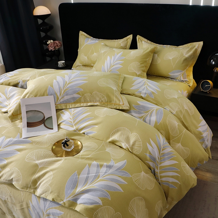 91家纺网 家纺一手货源 找家纺 （总）2025新款叶语系-活性全棉磨毛四件套加厚保暖印花纯棉四件套床单款床笠款四件套多规格斜纹三件套