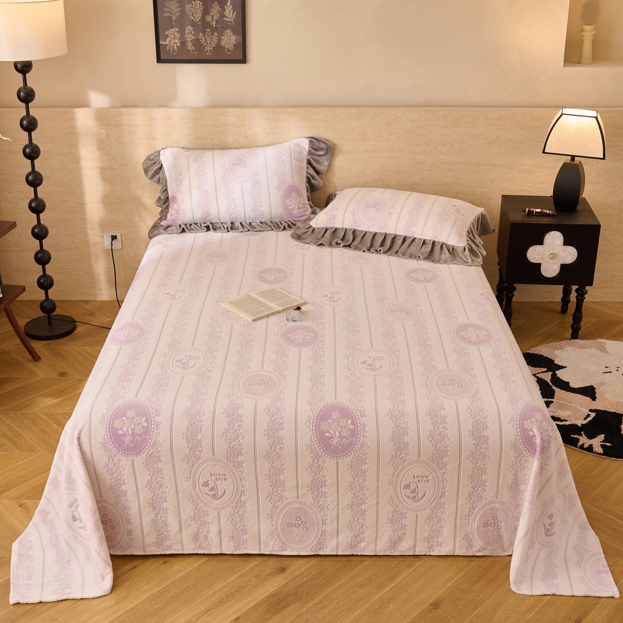 91家纺网 家纺一手货源 找家纺 （总）早晨家纺 2025新款高克重牛奶绒烂花单品床单