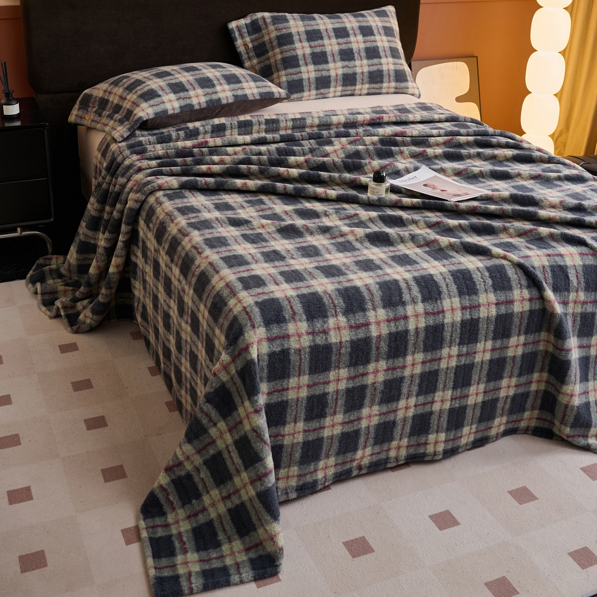 91家纺网 家纺一手货源 找家纺 （总）早晨家纺 2025新款230g羊驼绒复古格牛奶绒床单