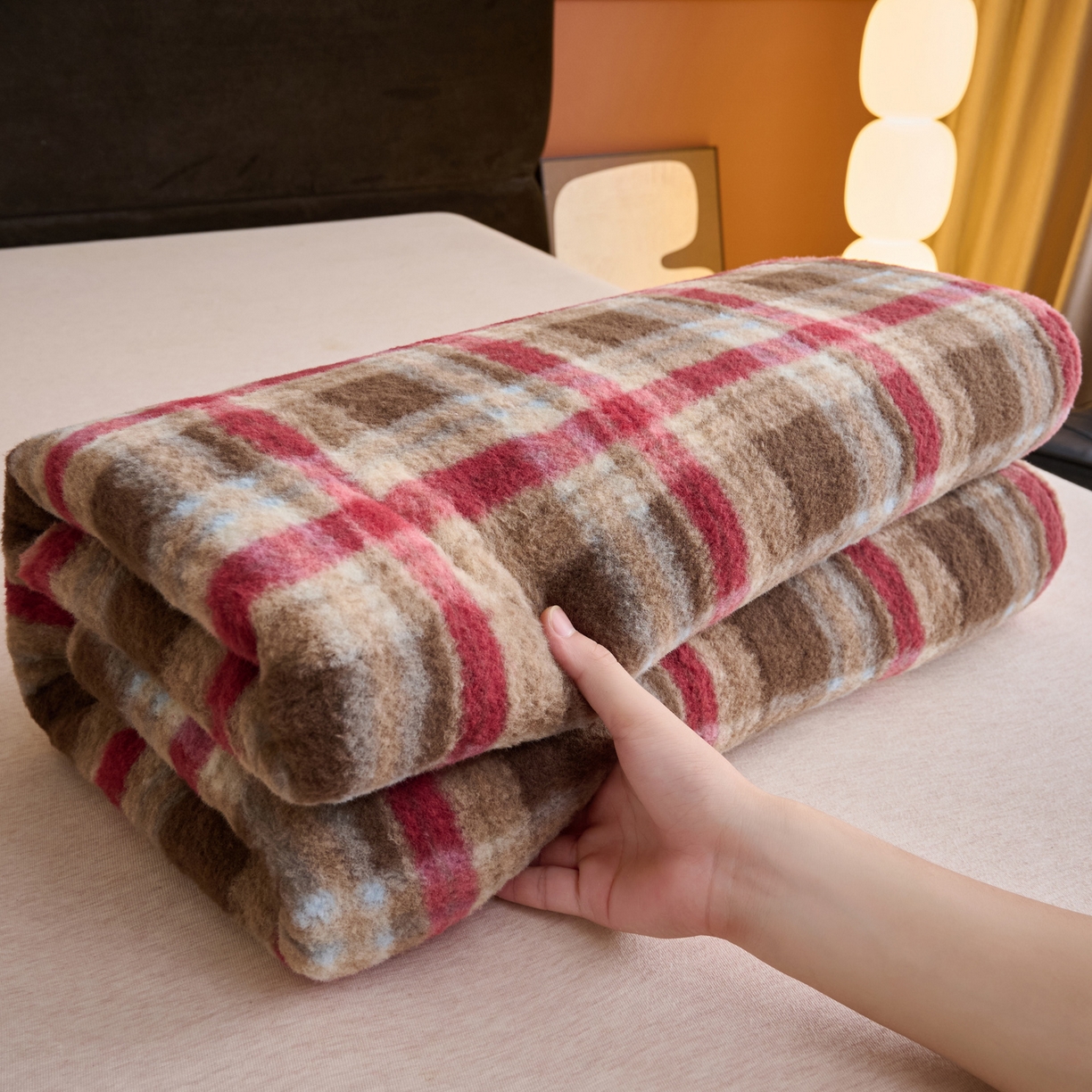 91家纺网 家纺一手货源 找家纺 早晨家纺 2025新款230g羊驼绒复古格牛奶绒床单 苏格兰格