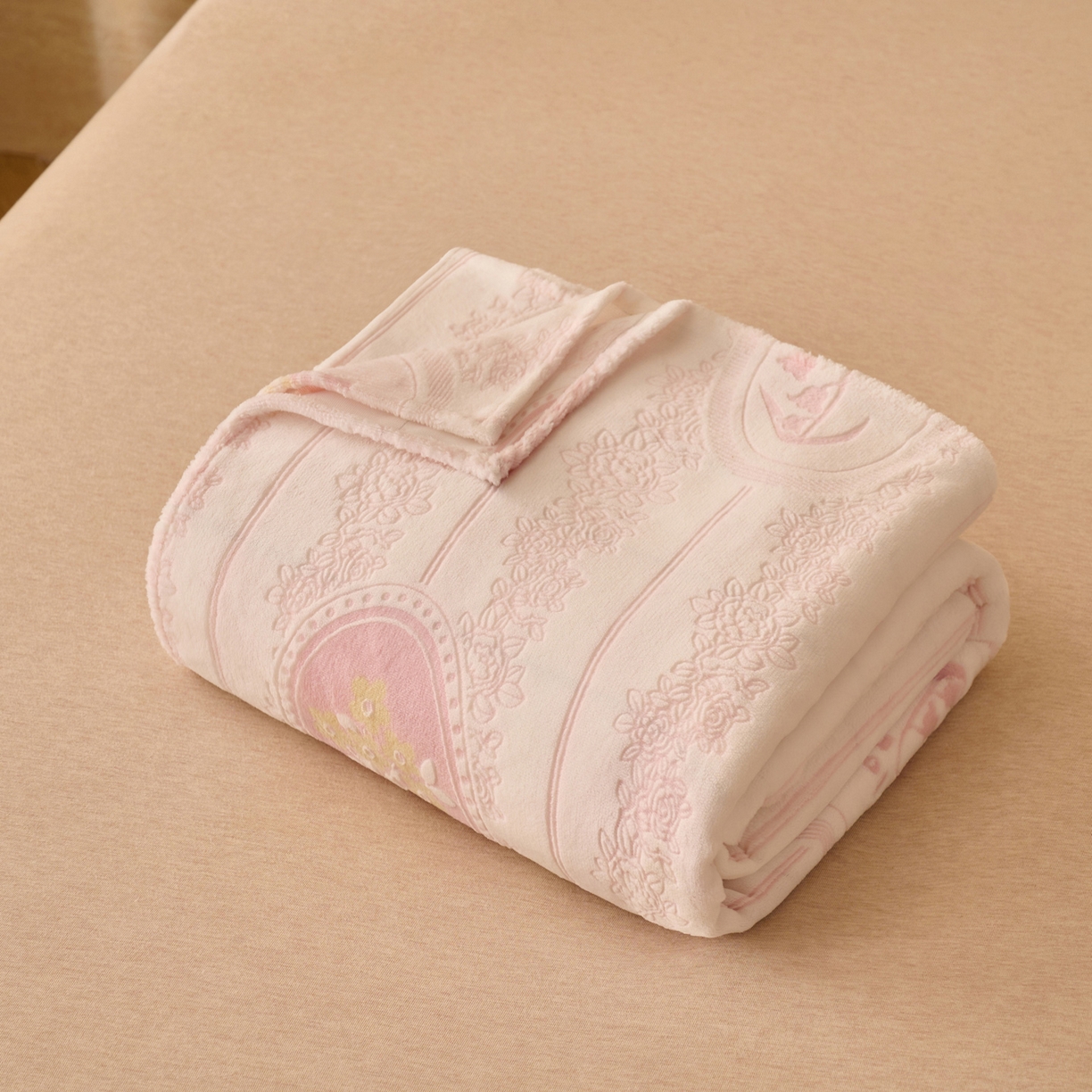 91家纺网 家纺一手货源 找家纺 早晨家纺 2025新款高克重牛奶绒烂花单品床单 粉韵