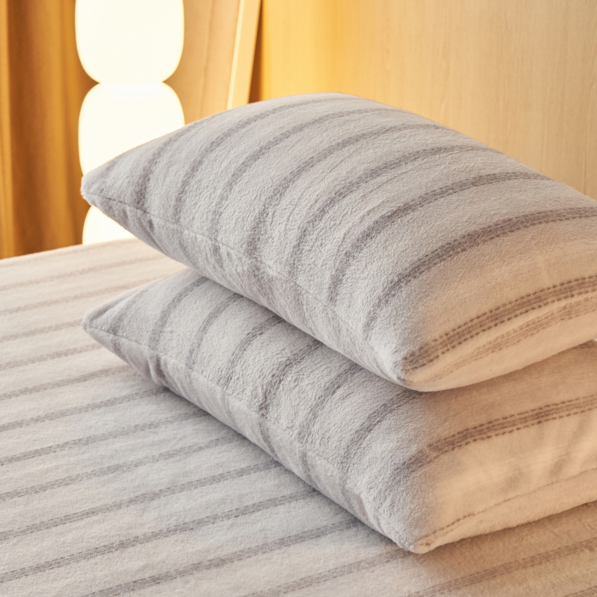 91家纺网 家纺一手货源 找家纺 早晨家纺 2025新款未末款仿羊绒牛奶绒单枕套 未末-浅灰