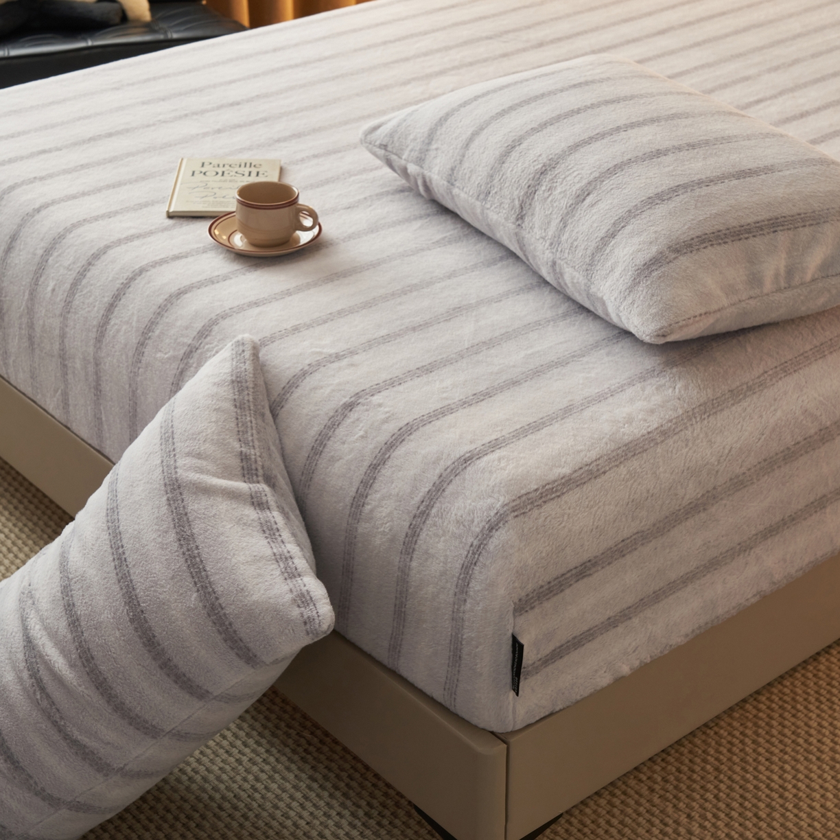 91家纺网 家纺一手货源 找家纺 早晨家纺 2025新款未末款仿羊绒牛奶绒单枕套 未末-浅灰