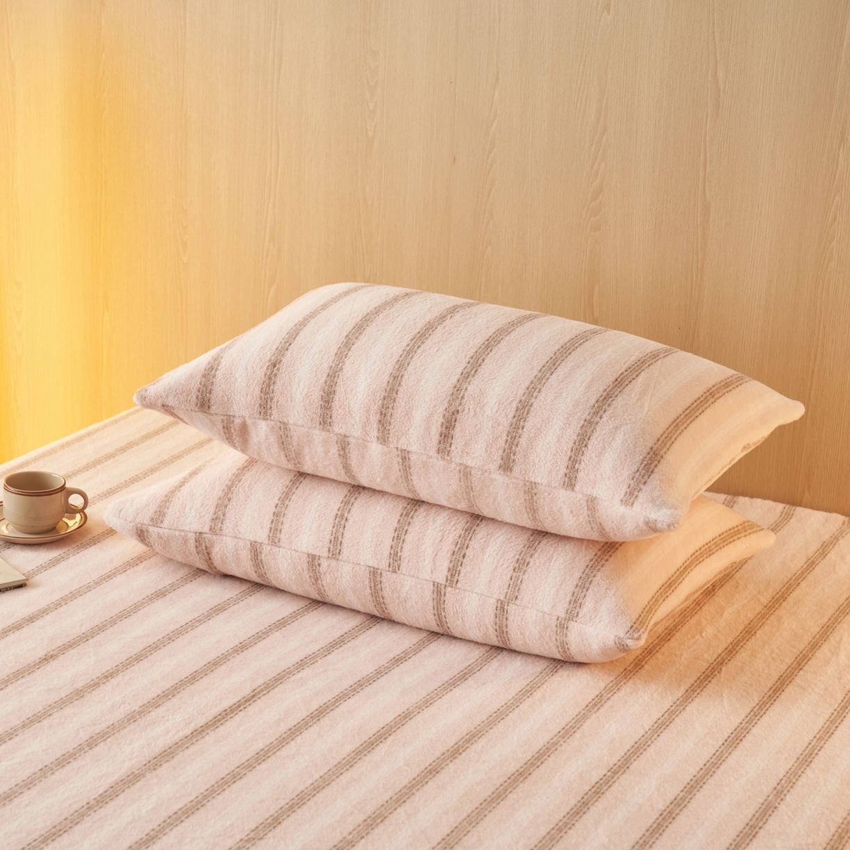 91家纺网 家纺一手货源 找家纺 早晨家纺 2025新款未末款仿羊绒牛奶绒单枕套 未末-柔粉