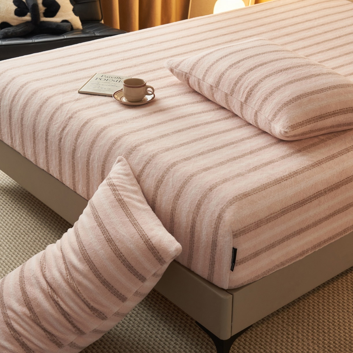 91家纺网 家纺一手货源 找家纺 早晨家纺 2025新款未末款仿羊绒牛奶绒单枕套 未末-柔粉