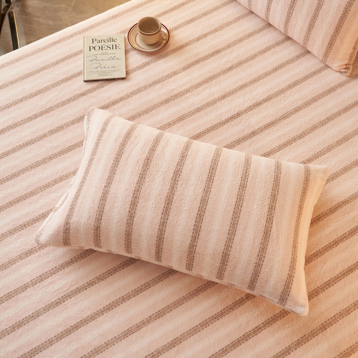 91家纺网 家纺一手货源 找家纺 早晨家纺 2025新款未末款仿羊绒牛奶绒单枕套 未末-柔粉