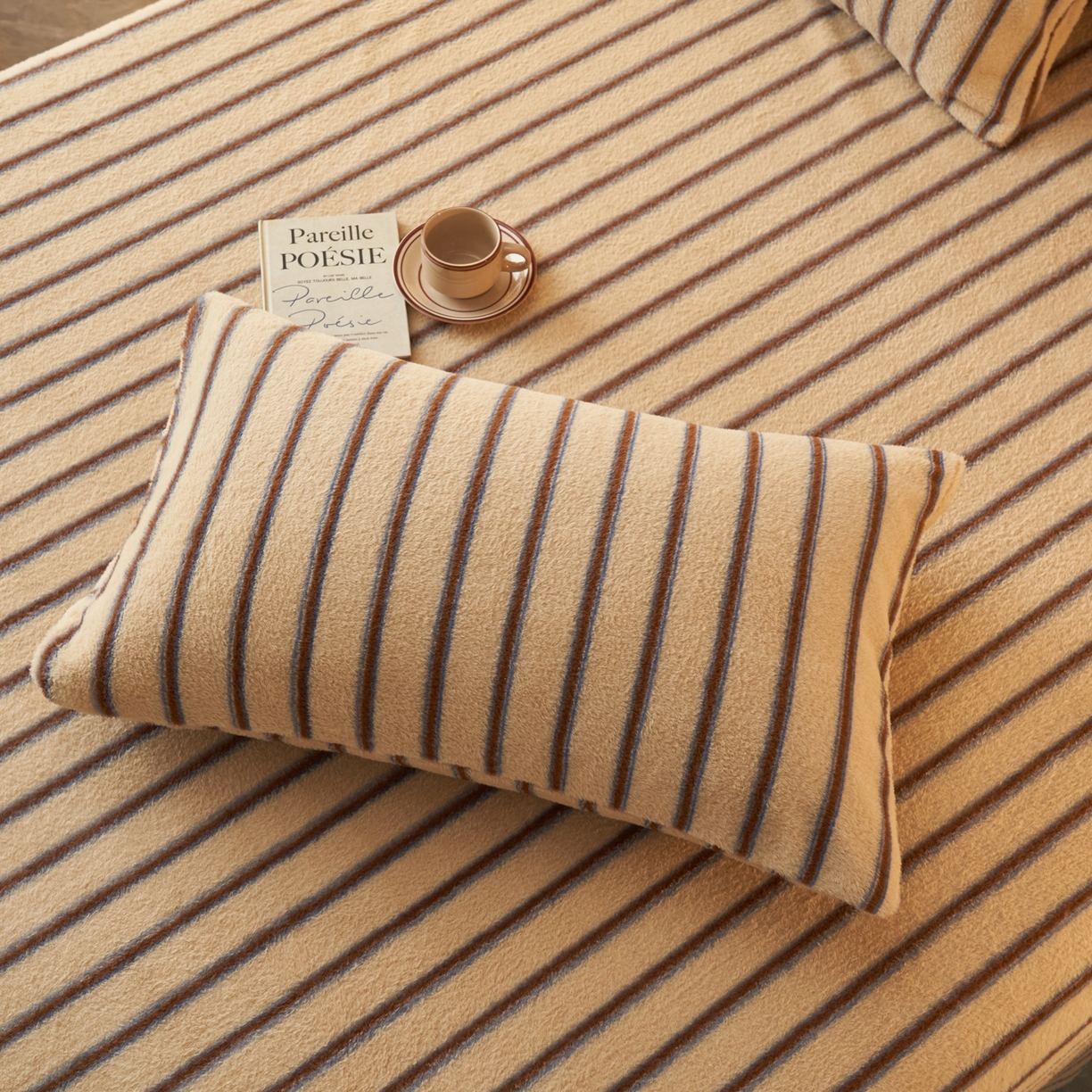 91家纺网 家纺一手货源 找家纺 早晨家纺 2025新款未末款仿羊绒牛奶绒单枕套 未末-暖棕