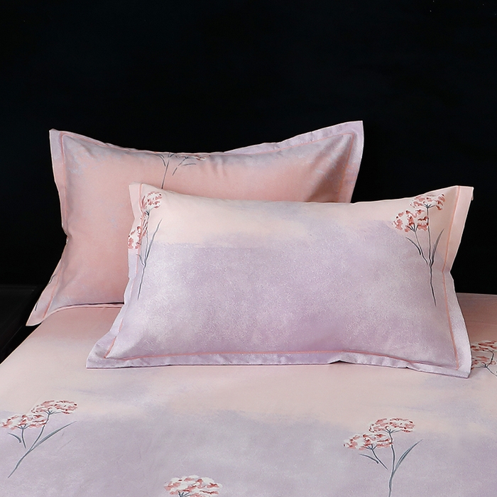 91家纺网 家纺一手货源 找家纺 晶缦家纺 2025叶语系·纯棉活性全棉磨毛四件套 兰菲尼粉