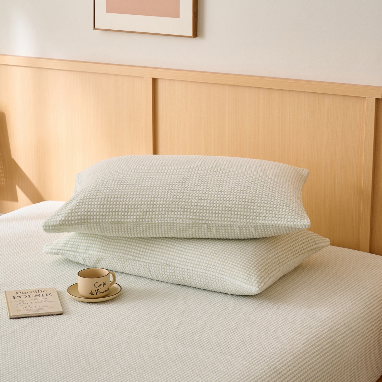 91家纺网 家纺一手货源 找家纺 （总）早晨家纺 2025新款深蓝款高克重牛奶绒阳离子提花单枕套