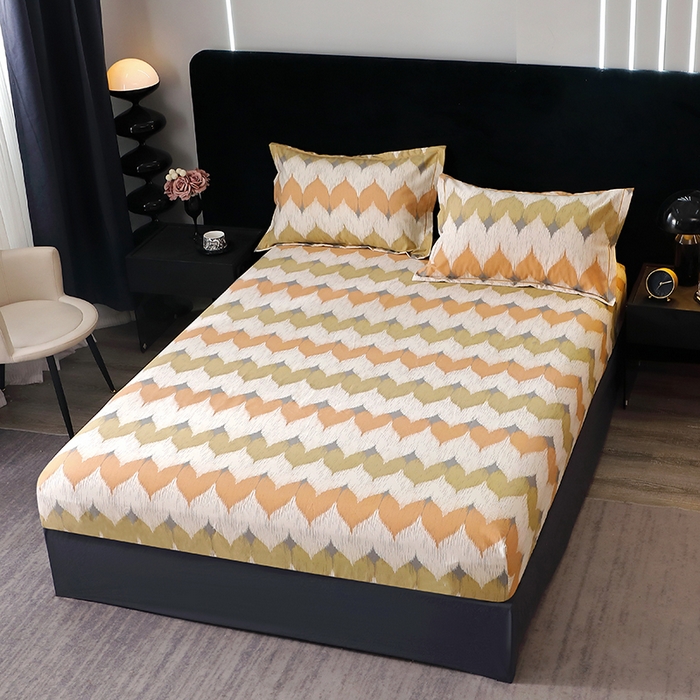 91家纺网 家纺一手货源 找家纺 晶缦家纺 2025叶语系·纯棉活性全棉磨毛四件套 浪漫味道桔