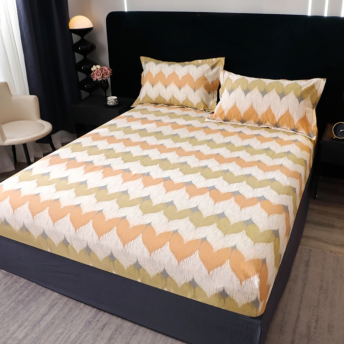 91家纺网 家纺一手货源 找家纺 晶缦家纺 2025叶语系·纯棉活性全棉磨毛四件套 浪漫味道桔