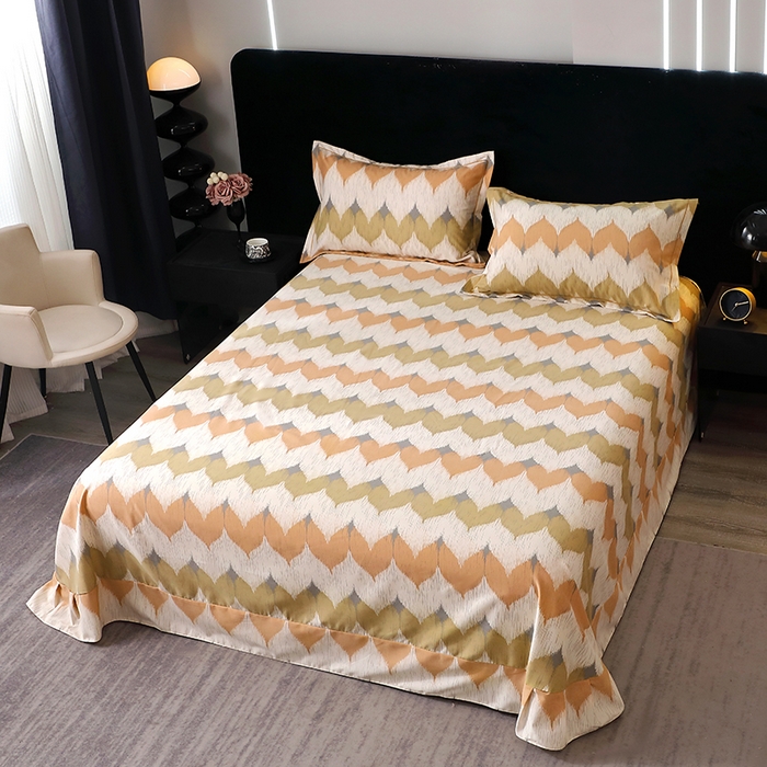 91家纺网 家纺一手货源 找家纺 晶缦家纺 2025叶语系·纯棉活性全棉磨毛四件套 浪漫味道桔