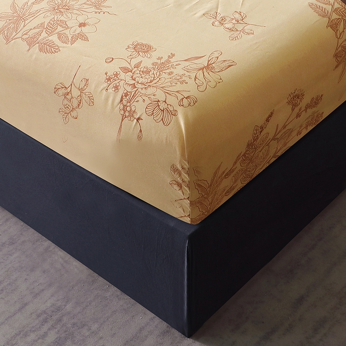 91家纺网 家纺一手货源 找家纺 晶缦家纺 2025叶语系·纯棉活性全棉磨毛四件套 绿风铃-桔