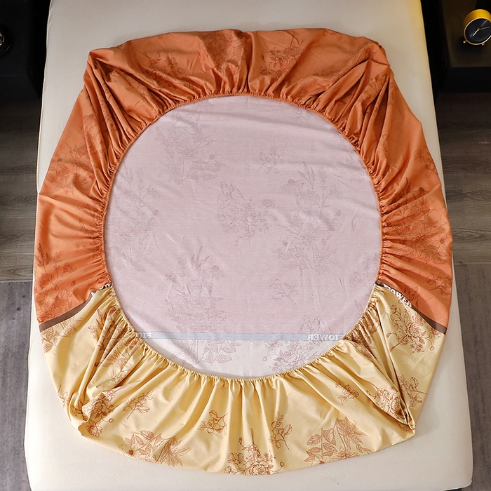 91家纺网 家纺一手货源 找家纺 晶缦家纺 2025叶语系·纯棉活性全棉磨毛四件套 绿风铃-桔