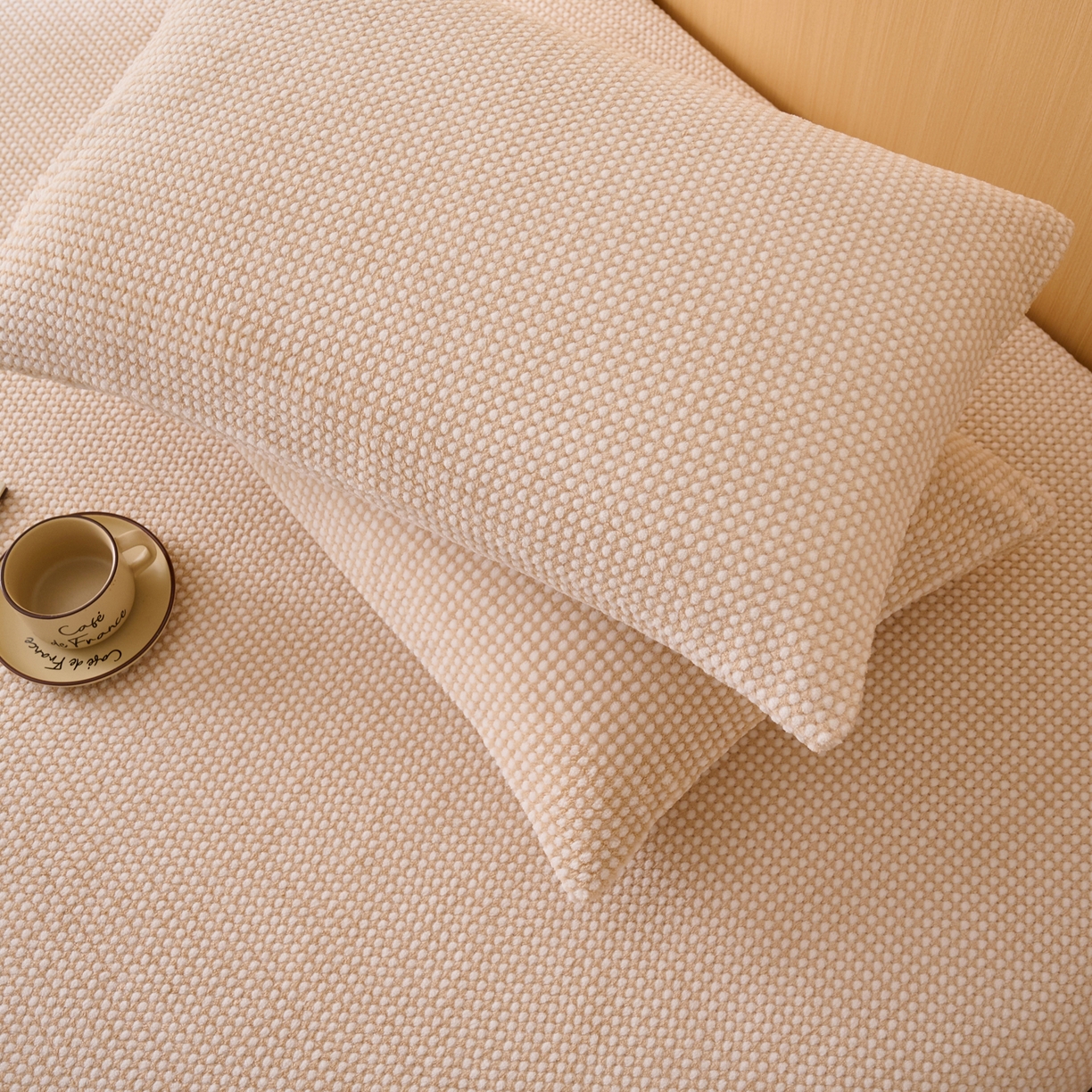 91家纺网 家纺一手货源 找家纺 早晨家纺 2025新款深蓝款高克重牛奶绒阳离子提花单枕套 深蓝-黄