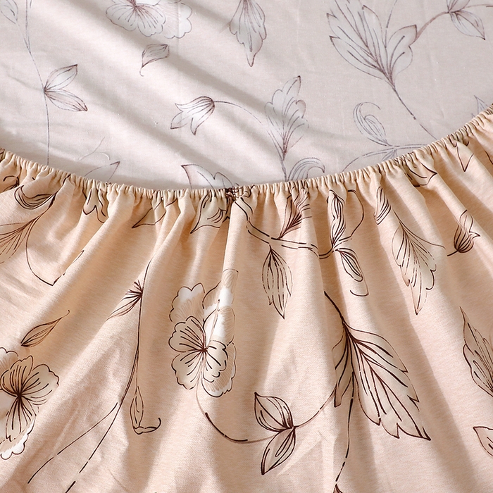 91家纺网 家纺一手货源 找家纺 晶缦家纺 2025叶语系·纯棉活性全棉磨毛四件套 美兮咖