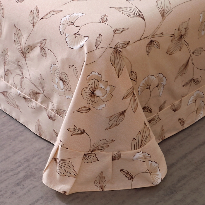 91家纺网 家纺一手货源 找家纺 晶缦家纺 2025叶语系·纯棉活性全棉磨毛四件套 美兮咖