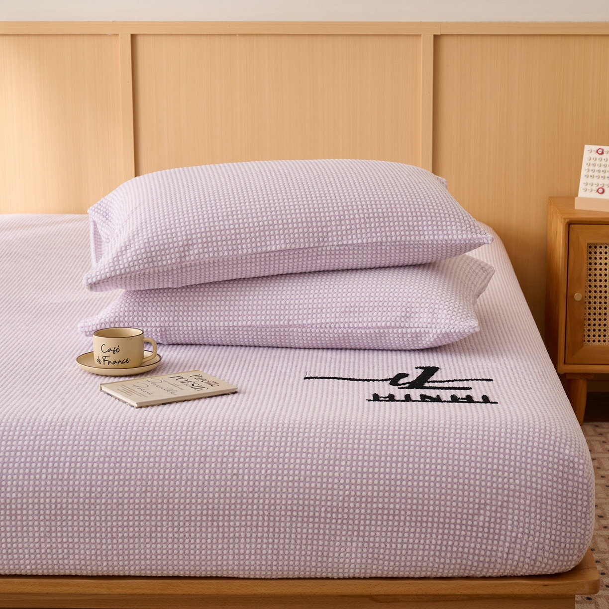 早晨家纺 2025新款深蓝款高克重牛奶绒阳离子提花单枕套 深蓝-紫